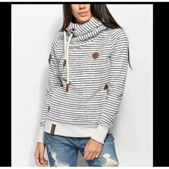 NAKETANO Darth X Striped Funnel Neck Pullover Hoodie Sweatshirt Size Medium 2210 - Picture 2 of 13